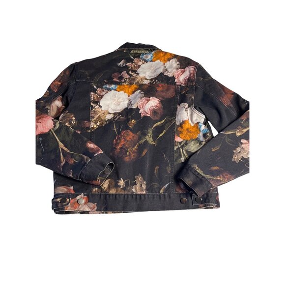 Mens MNML Floral Denim Trucker Jacket S Heavyweight Cotton All-Over Print - Picture 6 of 16